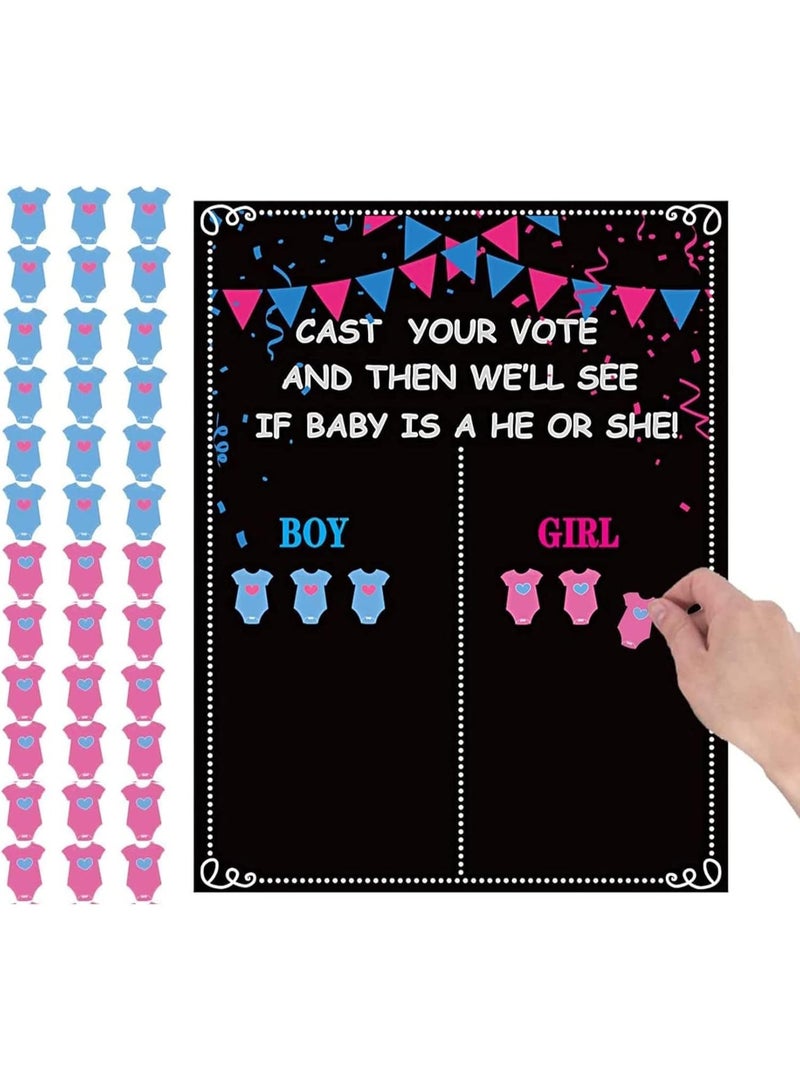 CLENEA Baby Gender Reveal Board, Party Supplies Kit with Decorations, Games Gender Reveal Voting Poster Board with Stickers, Chalkboard Design Party Games Kit - Image 1